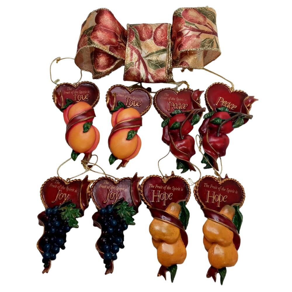 🎄 Fruit of the Spirit Ornaments 🍎🍐Set Christian Holiday Decor🍑🍇
